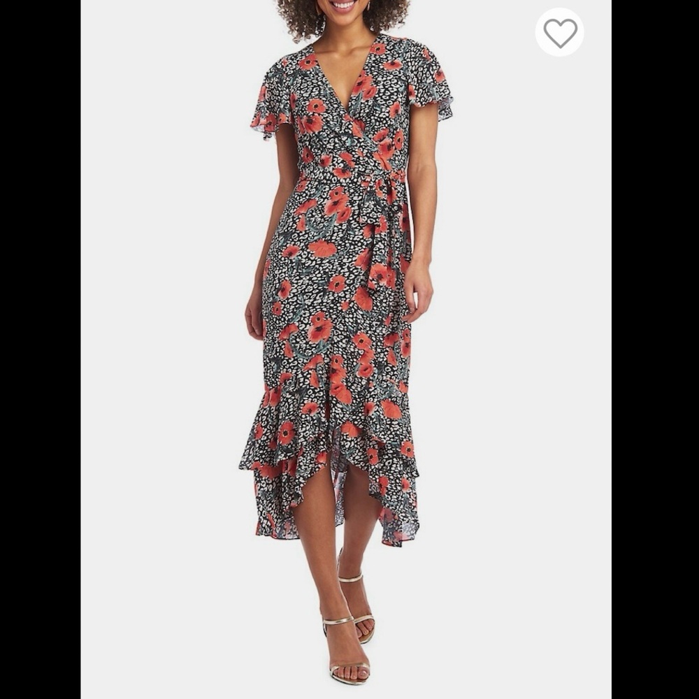 Flutter Sleeve Floral Midi Dress Size 10